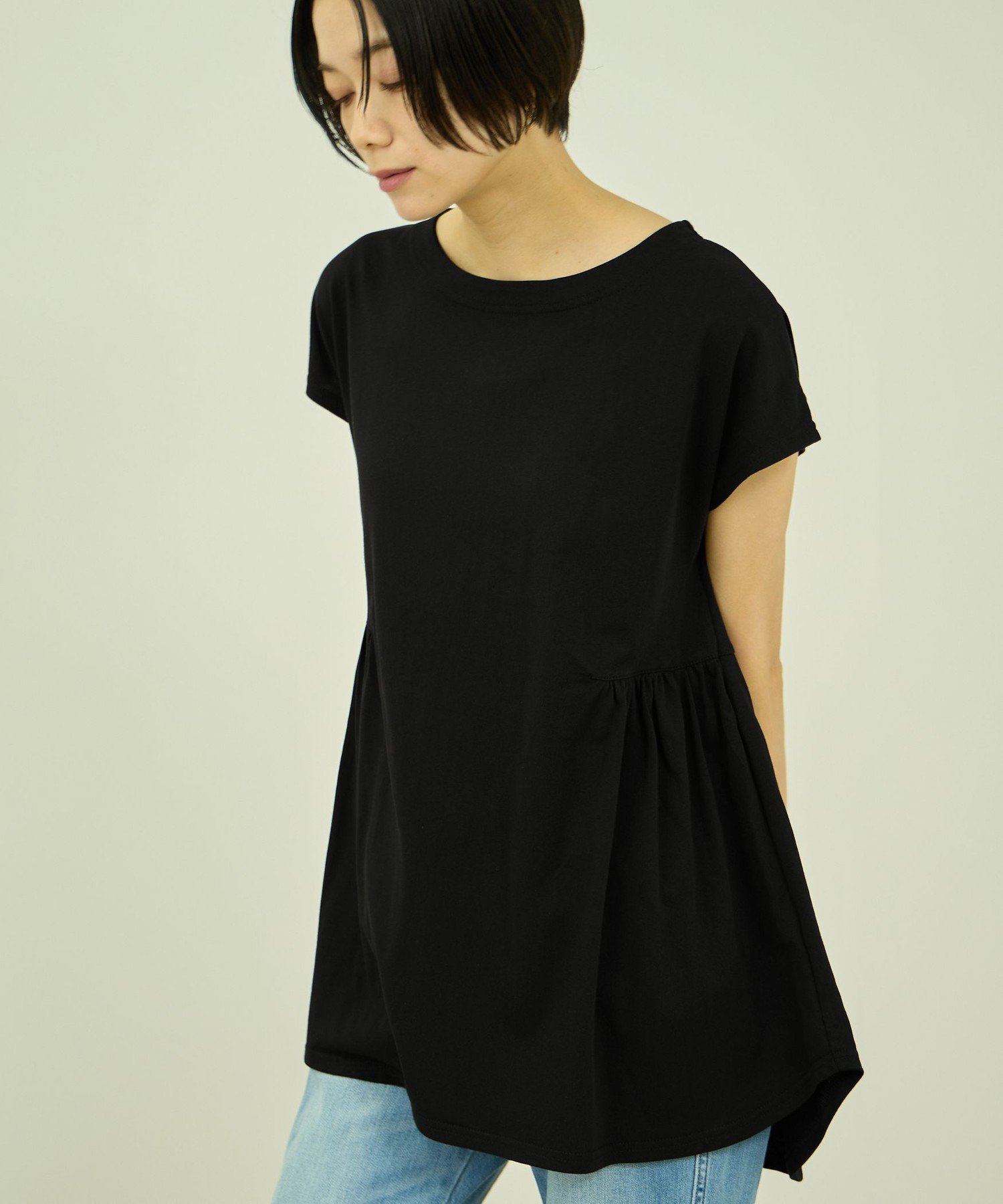 VICKY ひんやりカットソーギャザープルオーバー ビッキー トップス カットソー・Tシャツ ブラウン ブラック ネイビー