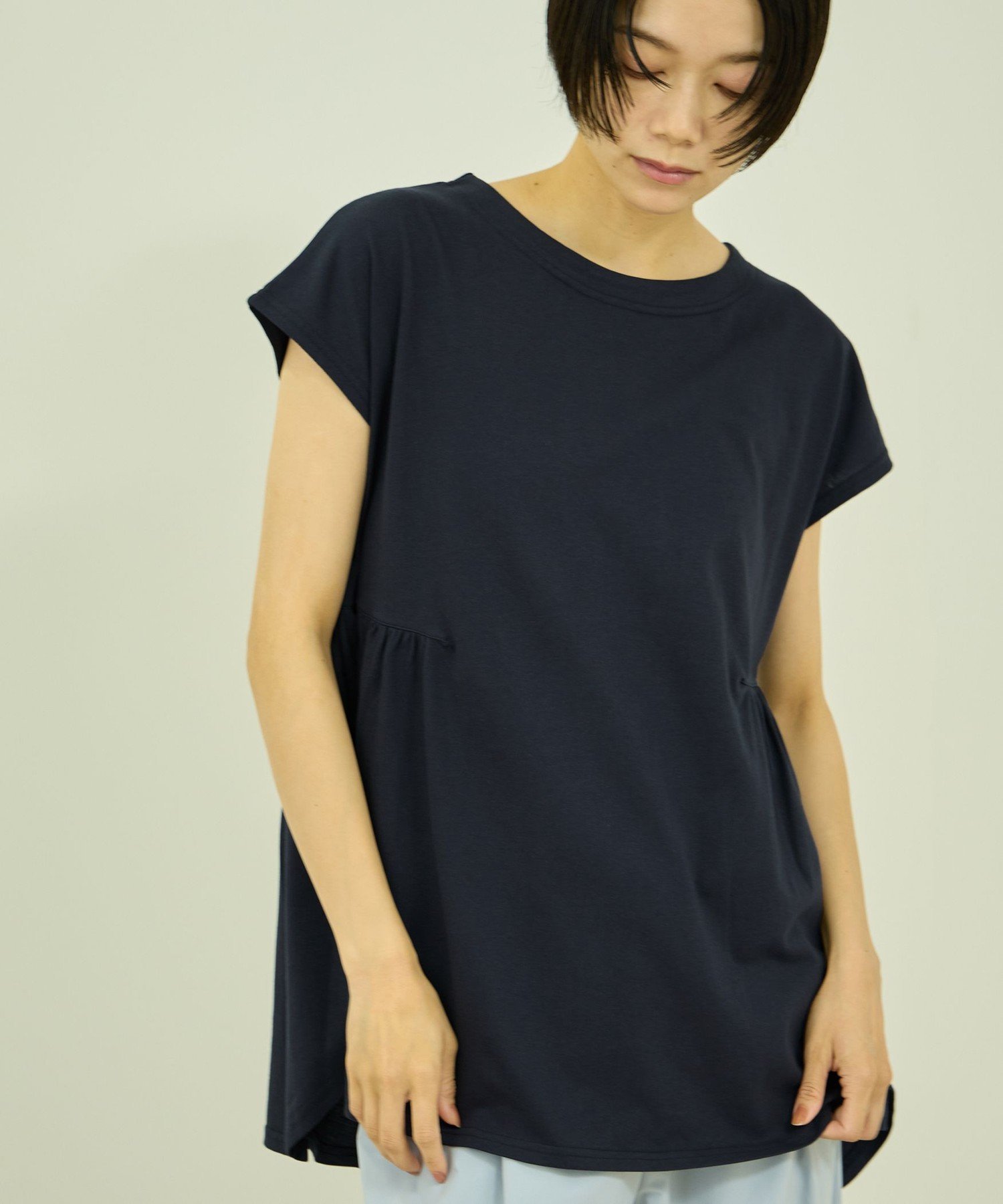 VICKY ひんやりカットソーギャザープルオーバー ビッキー トップス カットソー・Tシャツ ブラウン ブラック ネイビー