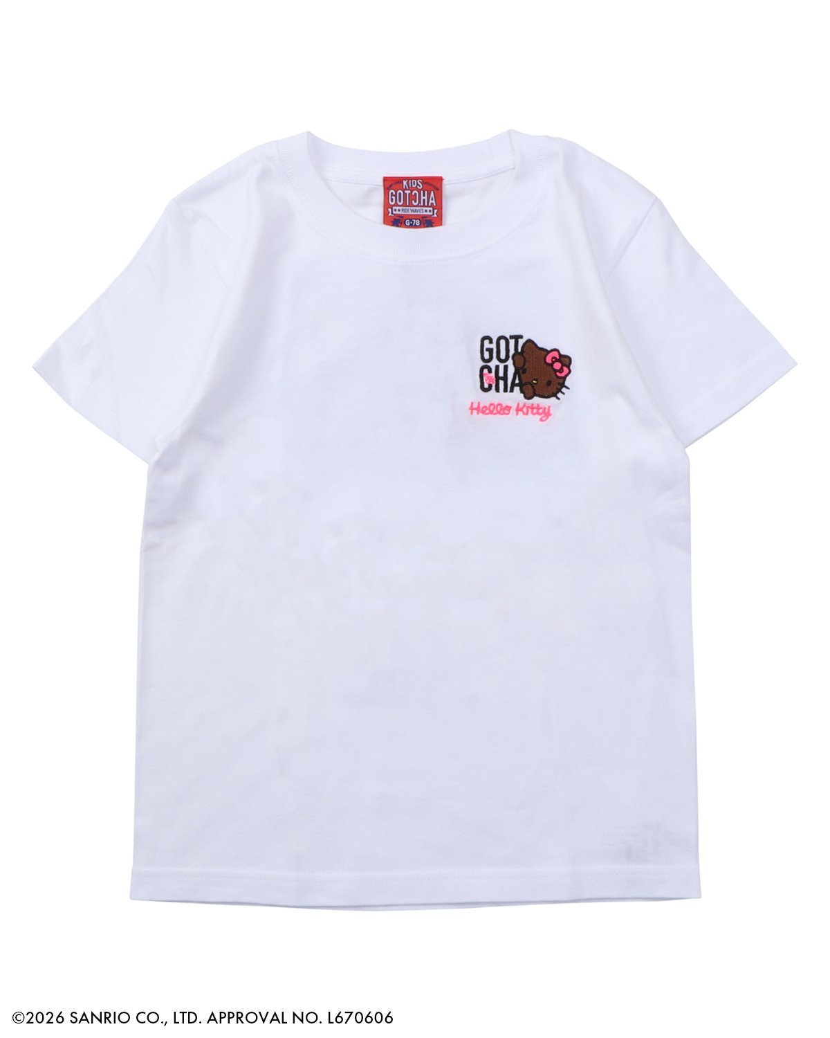 【GOTCHA ガッチャ】 KIDS 日焼け ハローキティ ビックロゴ T ガッチャ トップス カットソー・Tシャツ ホワイト グレー