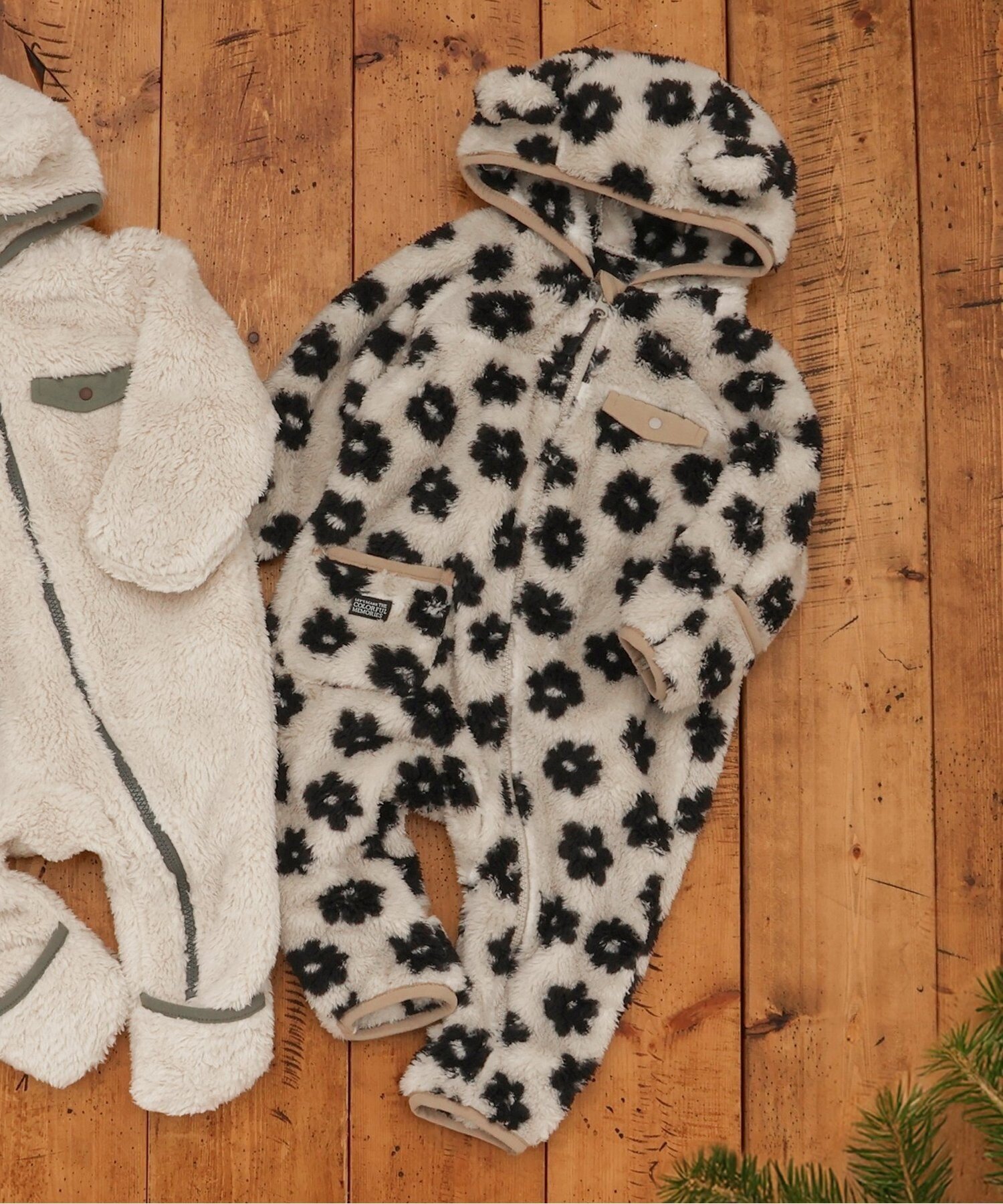 BREEZE ファーフリースジャンプスーツ エフオーオンラインストア マタニティウェア・ベビー用品 その他のベビーグッズ ベージュ ホワイト【送料無料】 2