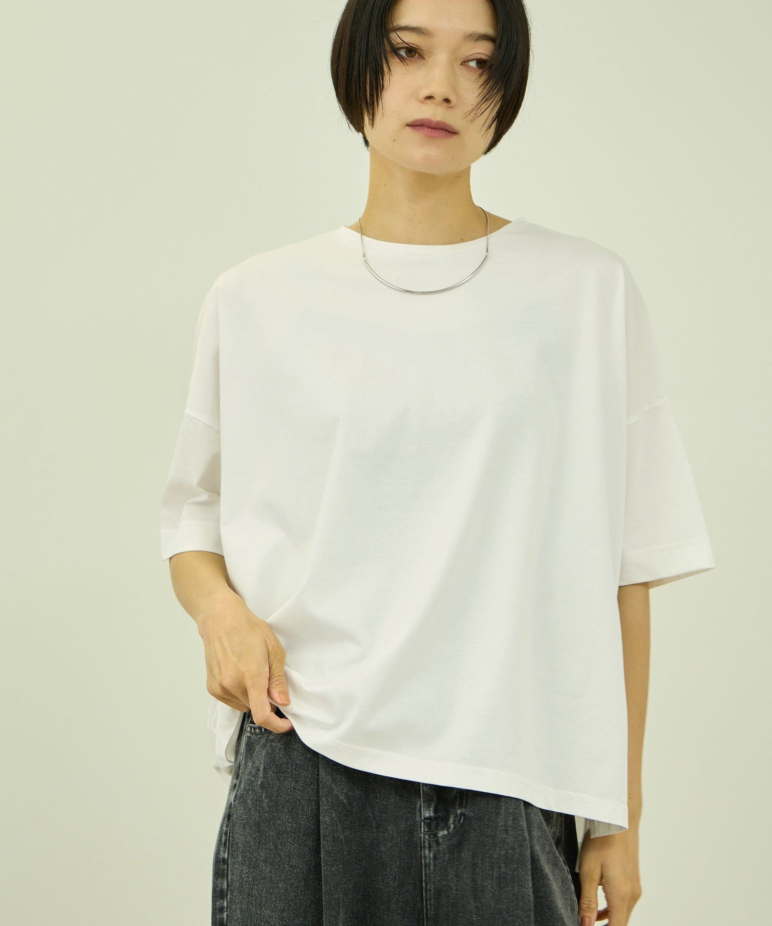VICKY コットンソロナジャージプルオーバー ビッキー トップス カットソー・Tシャツ ブラック ピンク ホワイト ネイビー