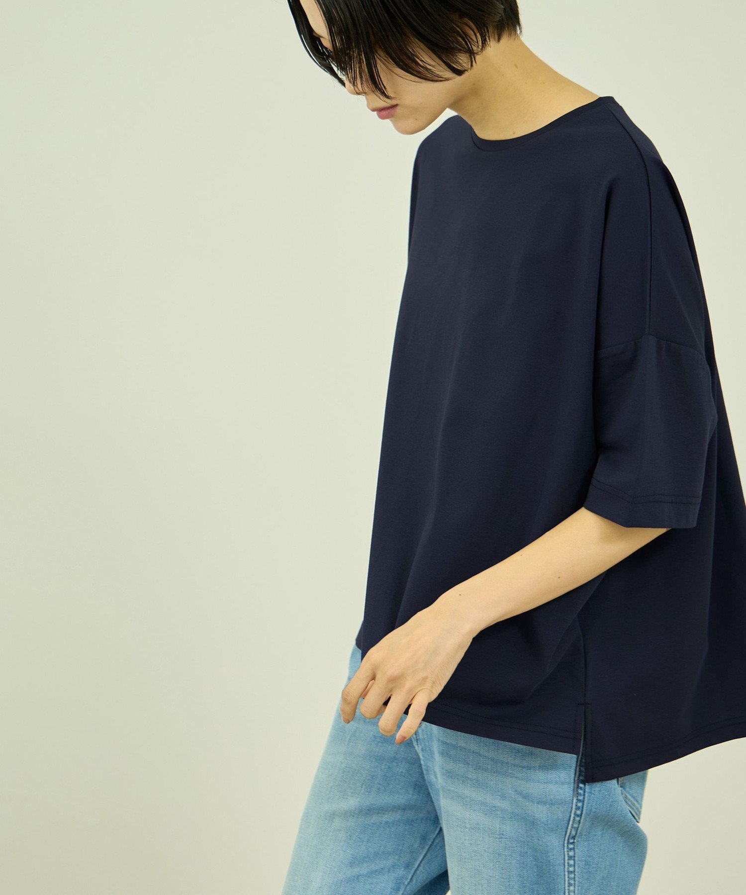 VICKY コットンソロナジャージプルオーバー ビッキー トップス カットソー・Tシャツ ブラック ピンク ホワイト ネイビー