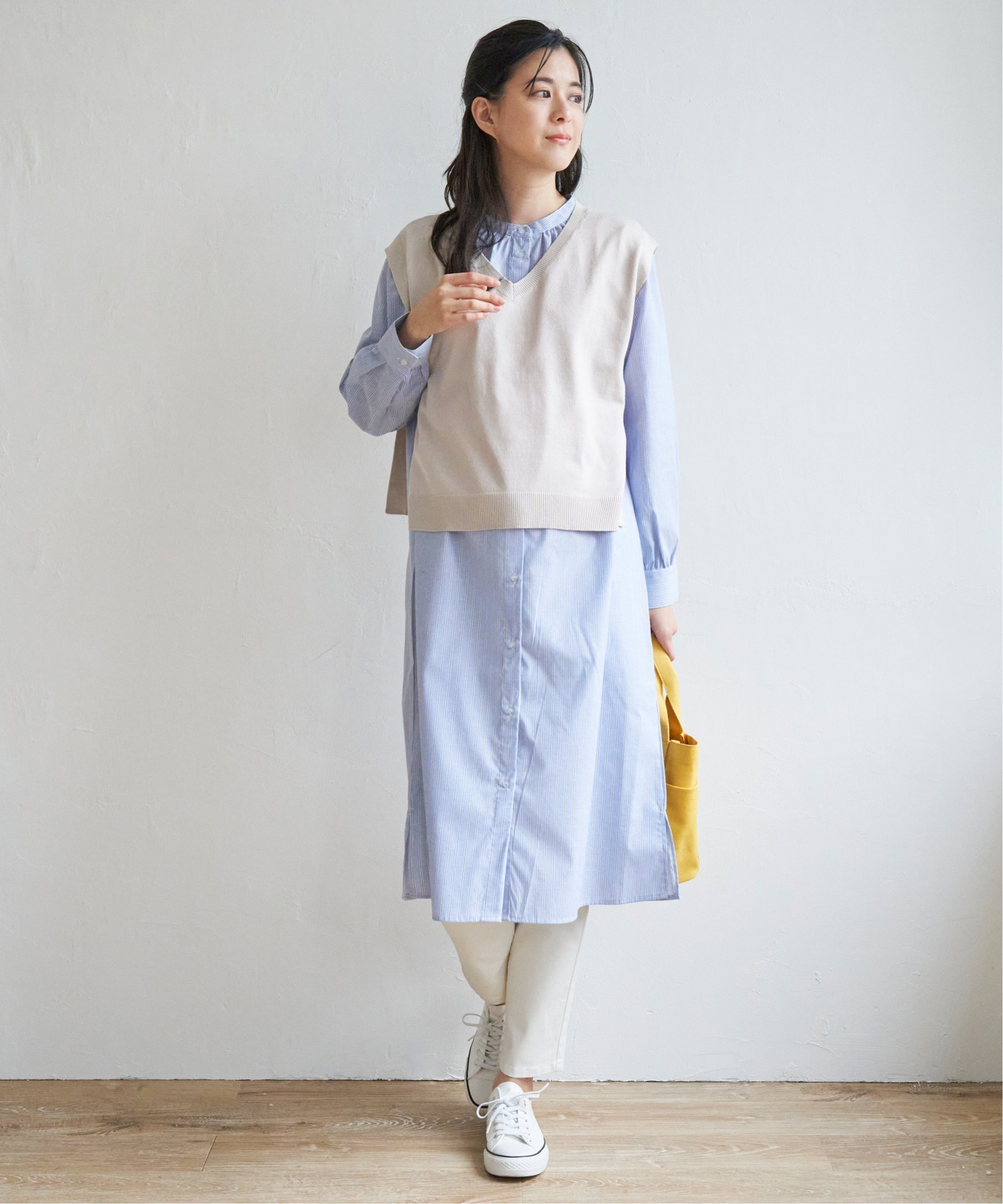 【SALE/50%OFF】ikka 【2点セット】ニットベストシャツワンピセット イッカ ワンピース・ドレス その他のワンピース・ドレス ブラック グレー ベー...