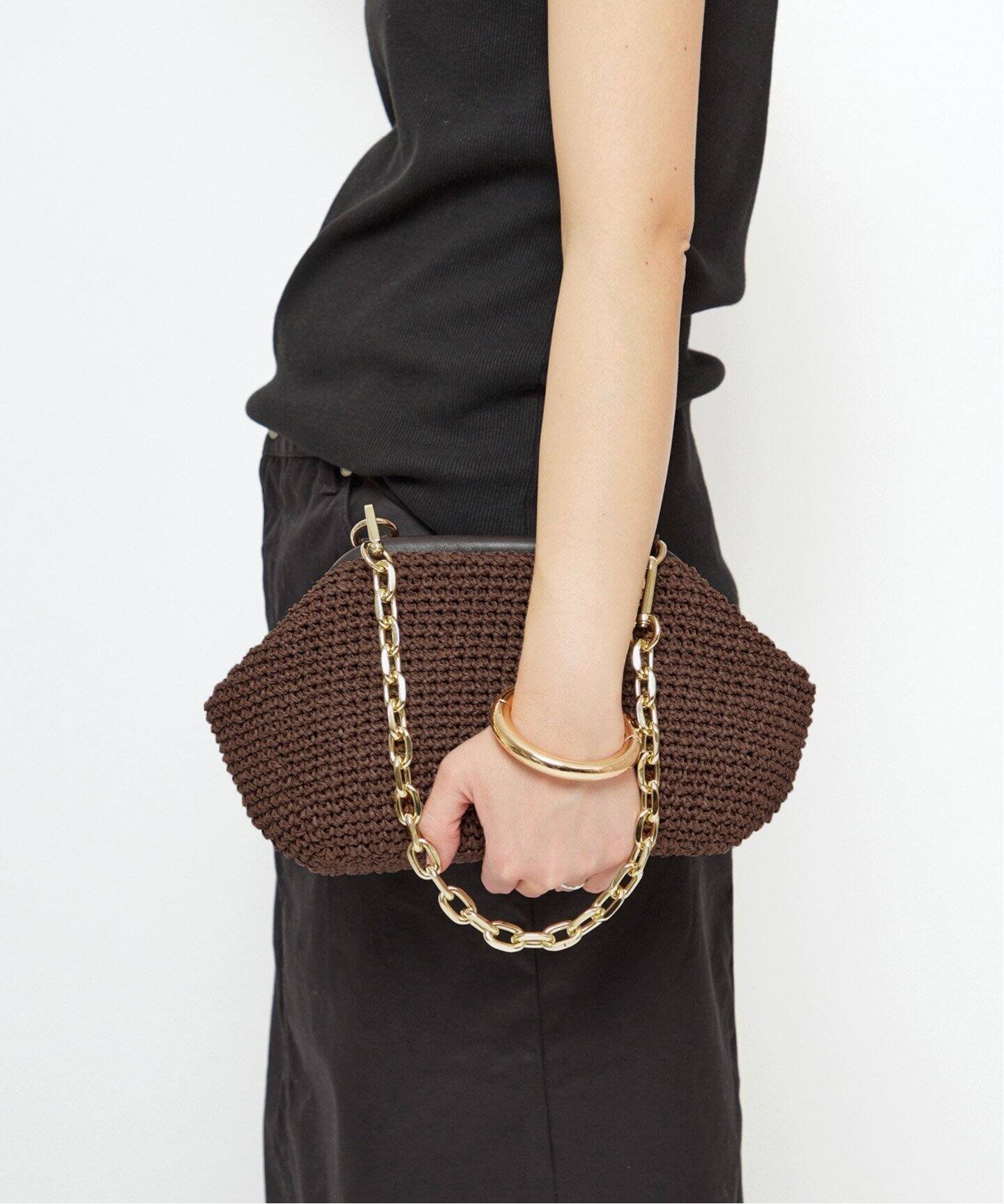 AP STUDIO 【BASSEPI/バセッピ】chain paper clutch bag エーピーストゥディオ バッグ クラッチバッグ ブラウン ブラック【送料無料】のサムネイル