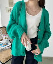 【SALE/52%OFF】GeeRA シャギー起毛ニットカーディガン ジーラ トップス カーディガン グリーン オレンジ ベージュ
