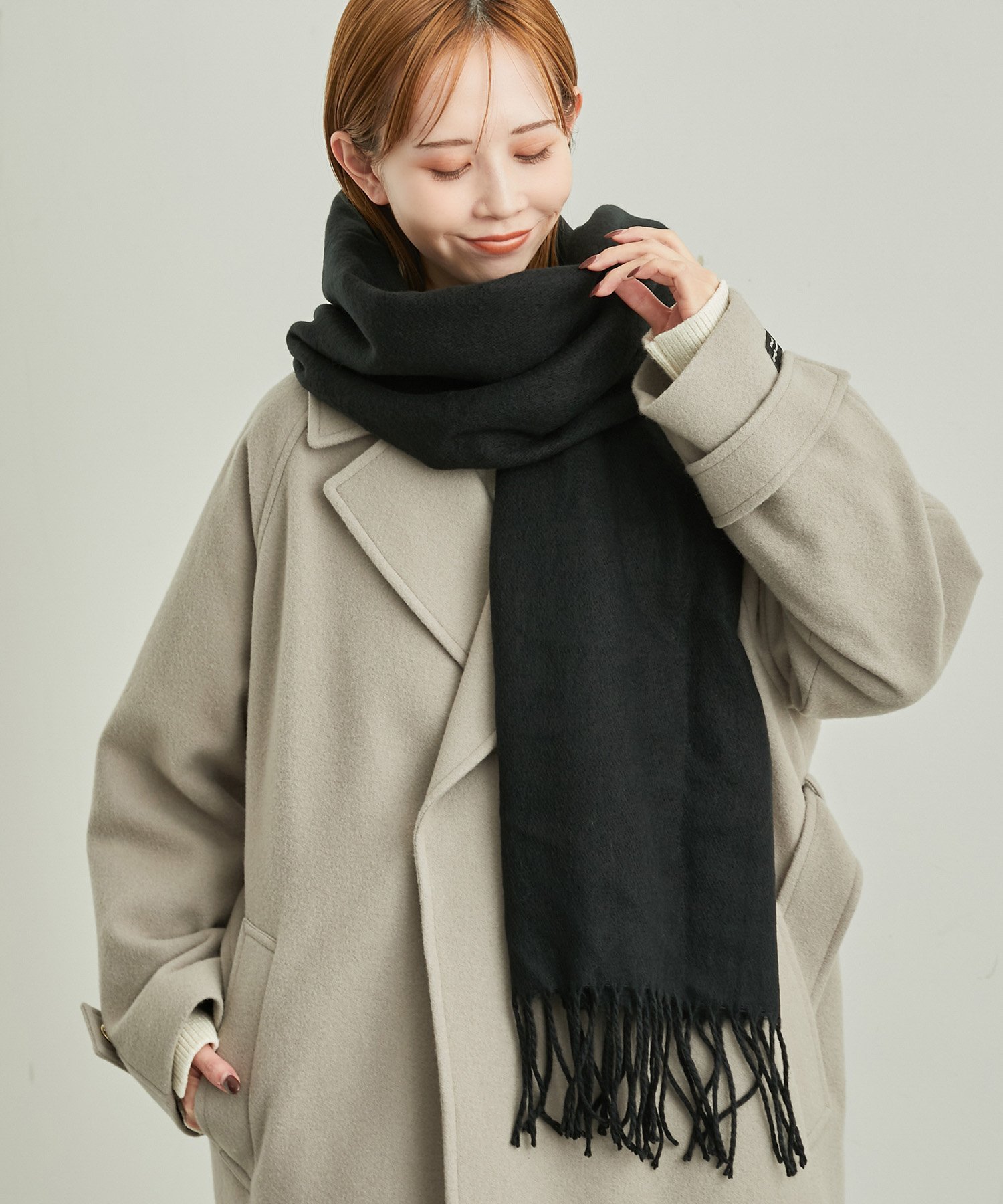 ロペピクニック 【SALE／30%OFF】ROPE' PICNIC PASSAGE アルガンオイル混カラーソリッドストール ロペピクニック ファッション雑貨 マフラー・ストール・ネックウォーマー ブラック ホワイト ベージュ ブルー ピンク