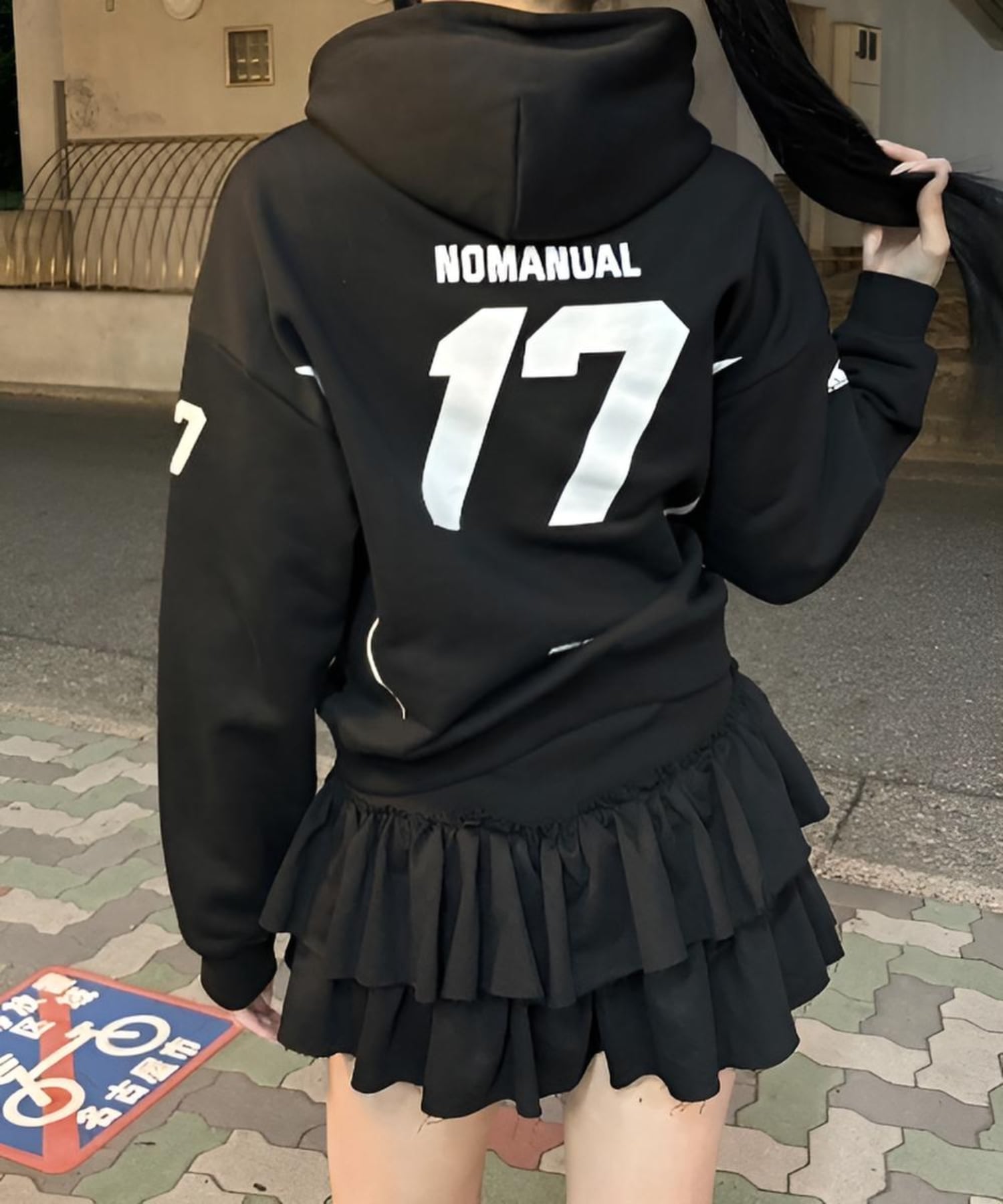 + 【Chikashitsu +】sweat frill mini skirt フリルスカート ミニスカート 韓国コーデ ネバーマインドザエックスユー／チカシツプラス スカート ミニスカート ブラック グレー