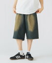 BEAMS HEART MEN ヒゲブラスト オーバーダイ デニム ショートパンツ ビームス ハート パンツ その他のパンツ ブラック【送料無料】