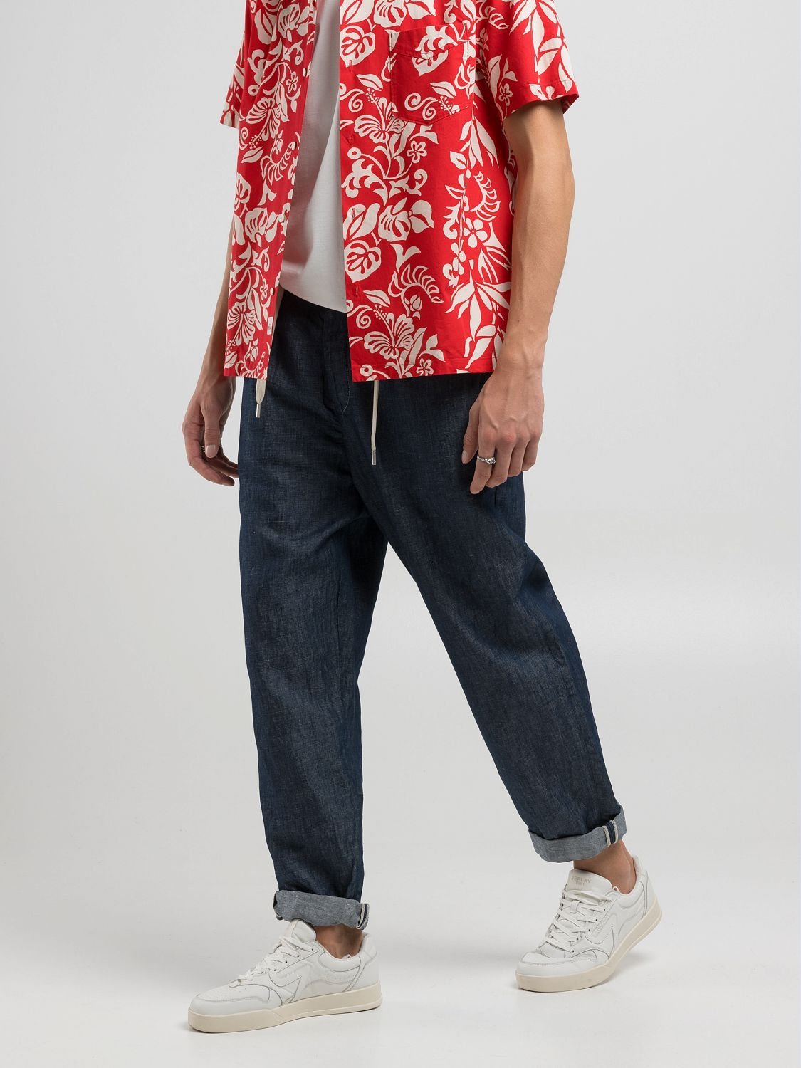 【SALE／40%OFF】REPLAY リラックステーパードフィットコットンリネンデニム リプレイ パンツ ジーンズ・デニムパンツ ネイビー【送料無料】