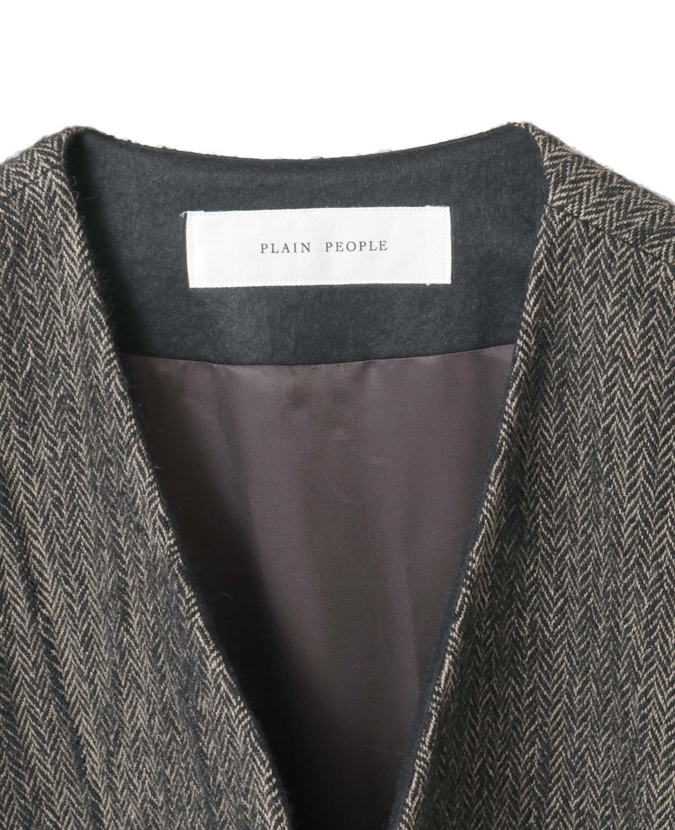 PLAIN PEOPLE ウールへリンボンボクシージレ プレインピープル ジャケット・アウター その他のジャケット・アウター ブラック