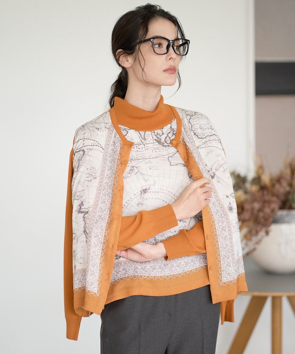 CHRISTIAN AUJARD [アンサンブル対応]アートプリントドッキングニットカーディガン クリスチャン・オジ..