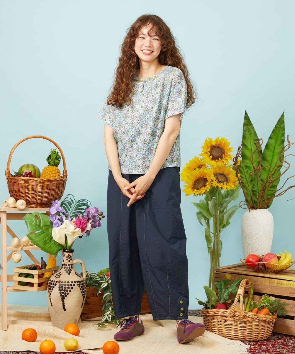 Jocomomola 【接触冷感】Solana プリントカットソープルオーバー ホコモモラ トップス カットソー・Tシャツ ブラック