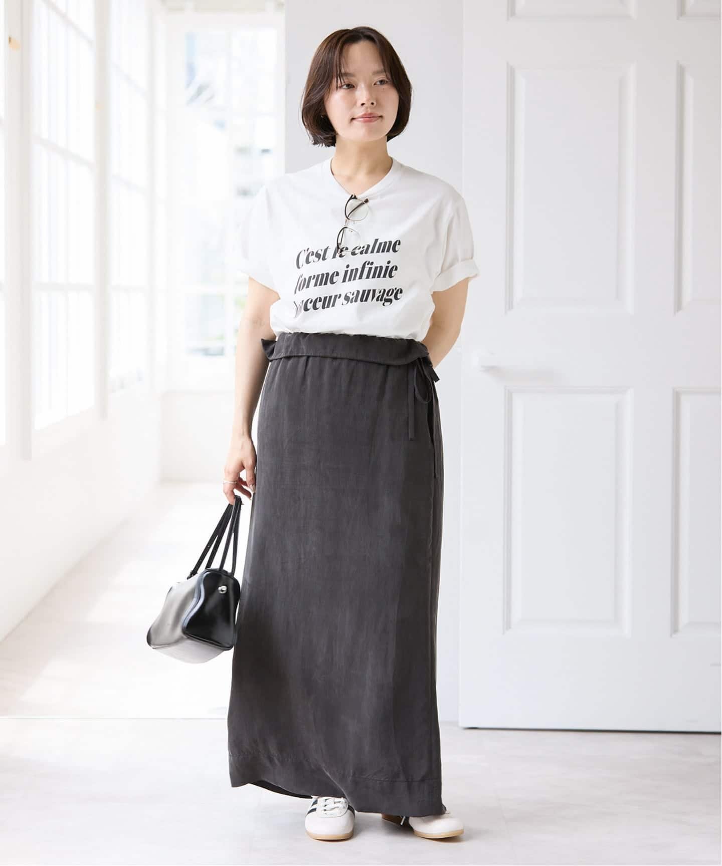 U by SPICK&SPAN キュプラフィブリルロングスカート ユーバイスピックアンドスパン スカート ロング・マキシスカート ベージュ ブラック