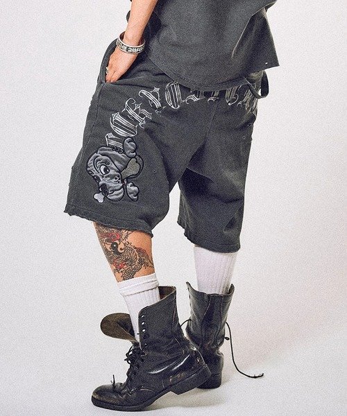 SELECT BRANDS GALFY/ガルフィー 病みに還りしショーパン(MENS) ジャックローズ パンツ その他のパンツ ブラック ホワイト