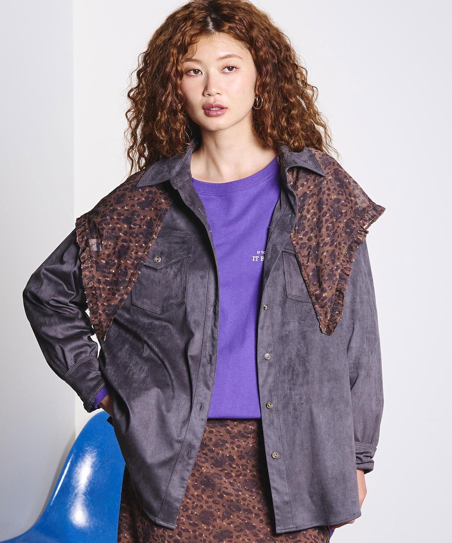 ROSE BUD FAUX SUEDE SHIRT ローズバッド トップス シャツ・ブラウス グレー ブラウン パープル