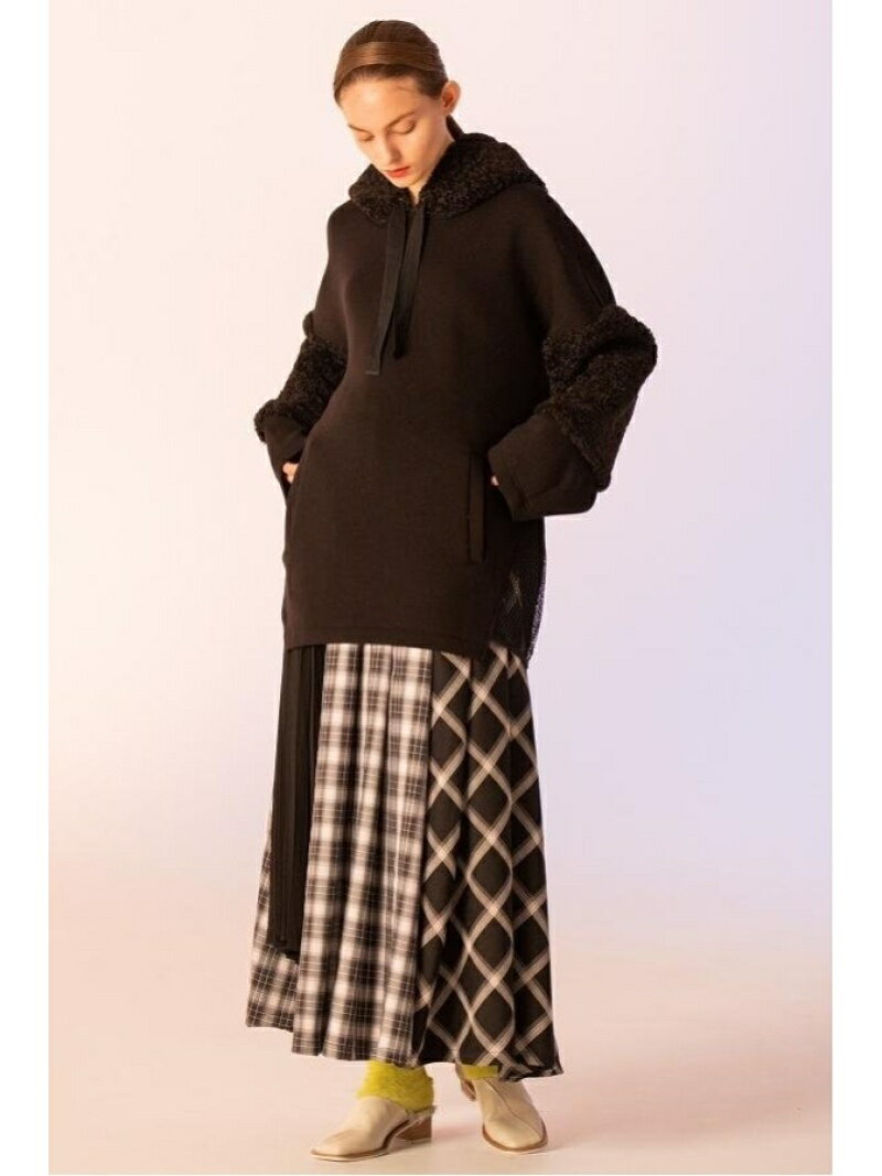 AULA AILA SIDE PLEATED CHECK SKIRT アウラアイラ スカート その他のスカート ブラック ネイビー【送料無料】のサムネイル