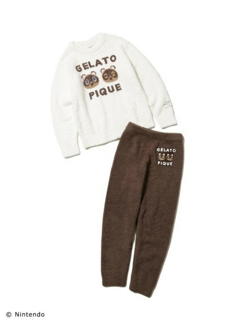 【SALE／30%OFF】gelato pique 【キッズ】【あつまれ どうぶつの森】つぶまめジャガードプルオーバー&ロングパンツSET ジェラートピケ トップス その他のトップス レッド【送料無料】のサムネイル