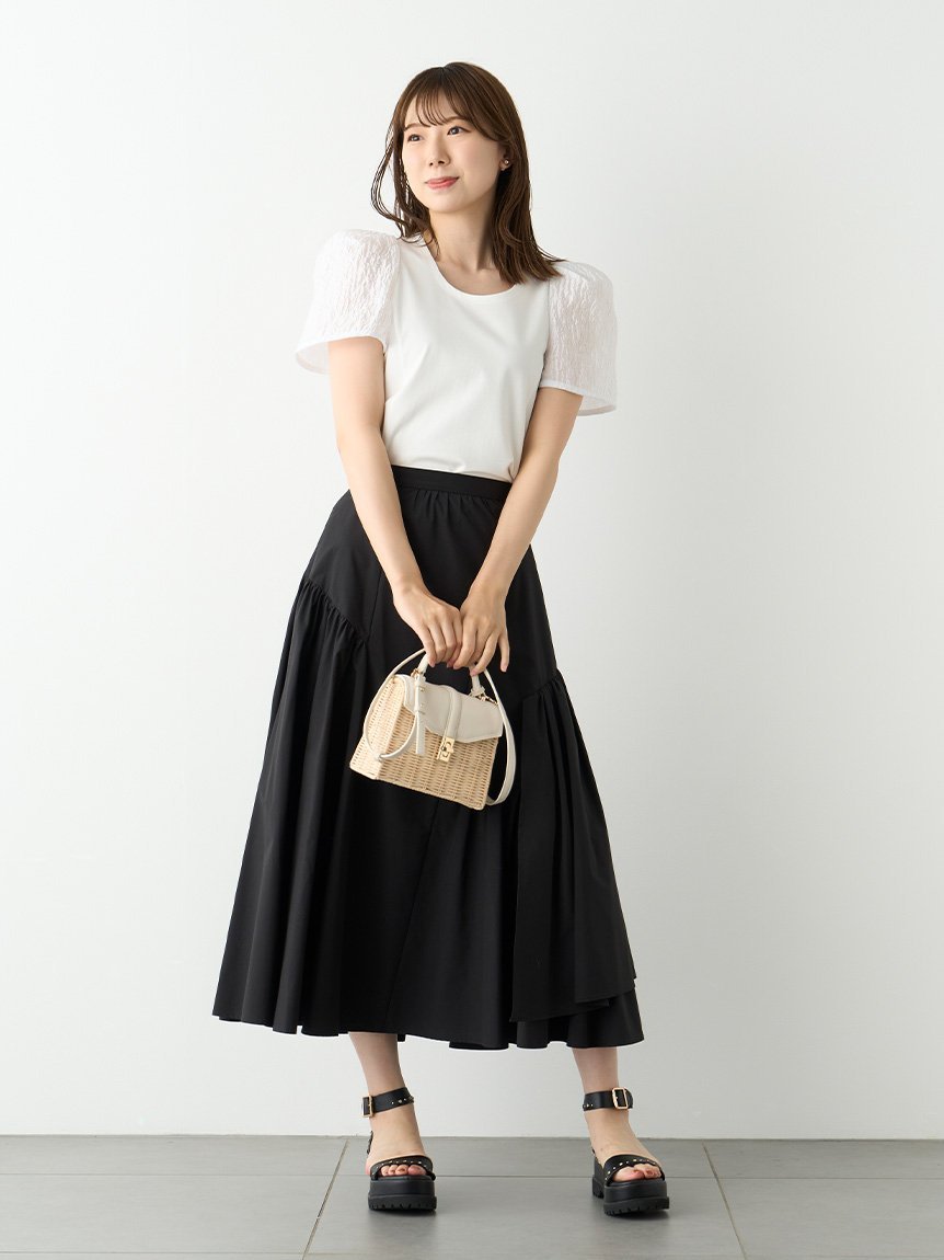 【SALE／30%OFF】CELFORD アシンメトリーギャザースカート セルフォード スカート ロング・マキシスカート ブラック ピンク【送料無料】のサムネイル