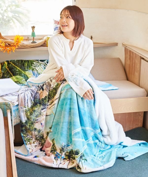 Kahiko 【カヒコ】リノフォトブランケット L アミナコレクション インテリア・生活雑貨 ブランケット・ひざ掛け ブルー【送料無料】 [3]
