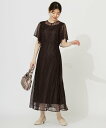 any SiS 【洗える】ストライプレーシー ドレス エニィスィス ワンピース・ドレス ドレス ブラウン イエロー ネイビー【送料無料】