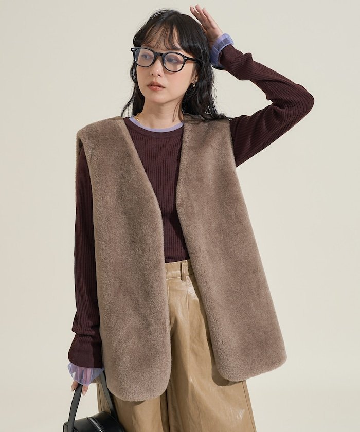 【SALE／10%OFF】FREAK'S STORE ファーベスト 25AW フリークスストア トップス ベスト・ジレ ブラウン【送料無料】のサムネイル