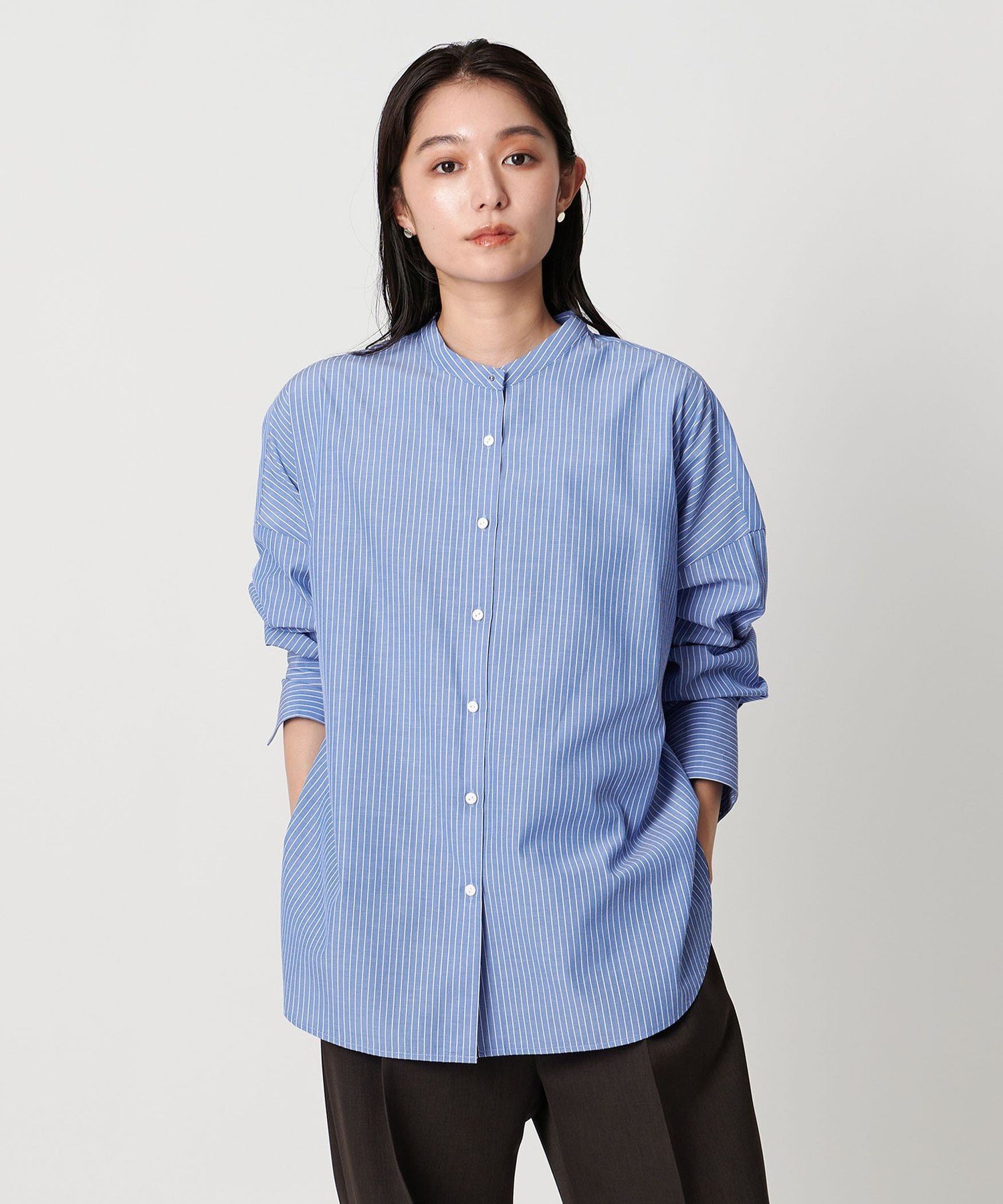 MARW UNITED ARROWS ＜MARW UNITED ARROWS＞ストライプ スタンドカラー シャツ ユナイテッドアローズ トップス シャツ・ブラウス ホワイト【送料無料】のサムネイル