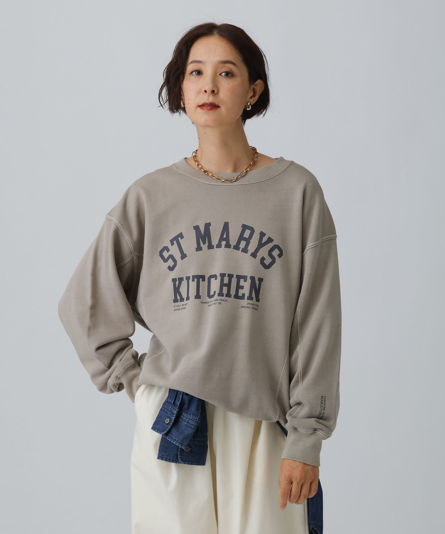 LEPSIM 古着風加工スウェット レプシィム トップス スウェット・トレーナー グレー ブラウン ブルー【送料無料】