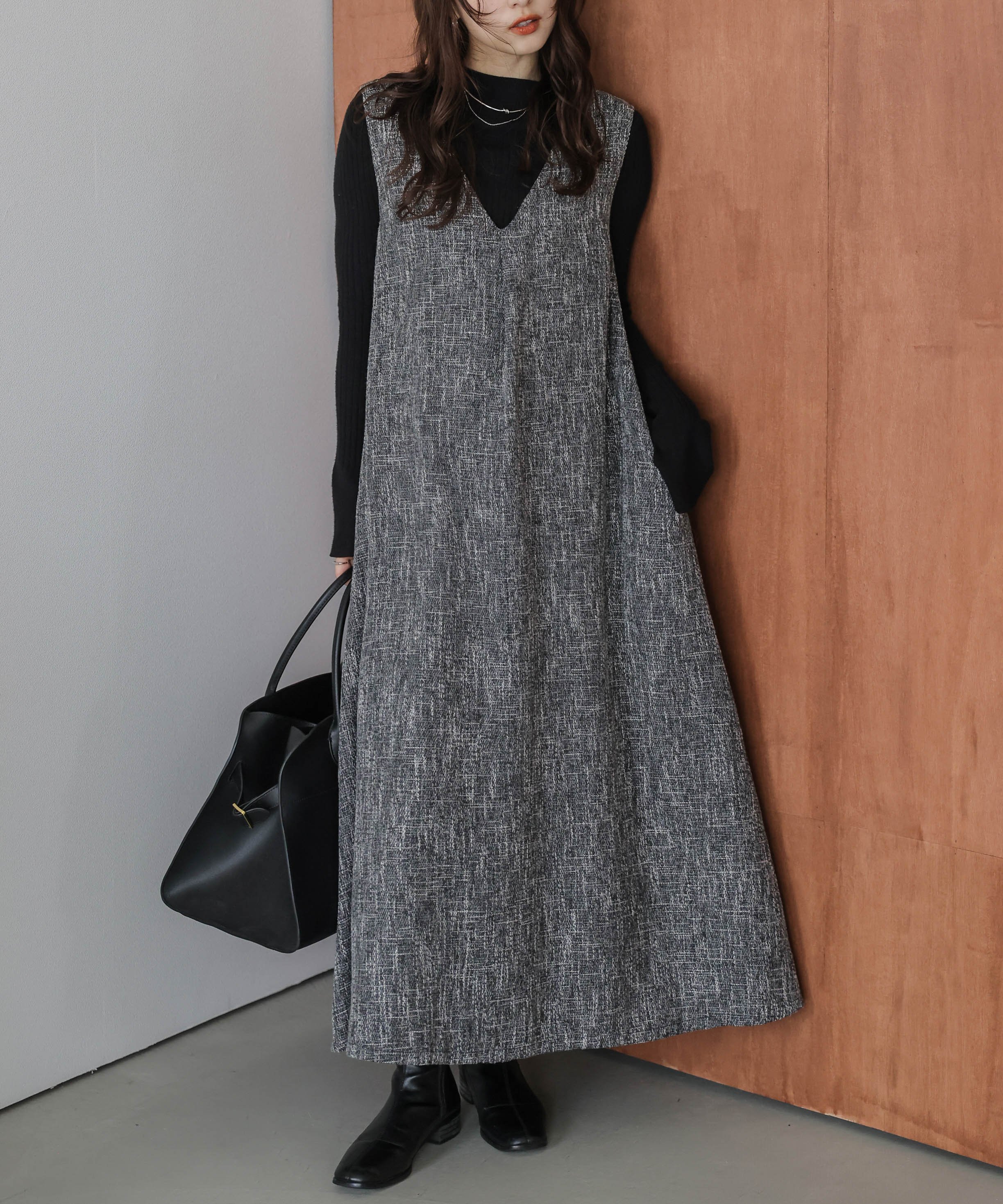 【SALE／50%OFF】La-gemme ツイードフレアジャンパースカート ラジュール ワンピース・ドレス ワンピー..