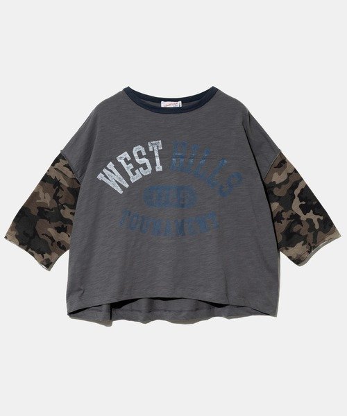 GSC WOMENS SELECT GENTIL/ジャンティー カモフラ袖Big TEE (WOMENS) ゴースローキャラバン トップス カットソー・Tシャツ ベージュ グレー
