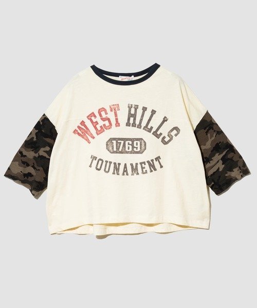 GSC WOMENS SELECT GENTIL/ジャンティー カモフラ袖Big TEE (WOMENS) ゴースローキャラバン トップス カットソー・Tシャツ ベージュ グレー