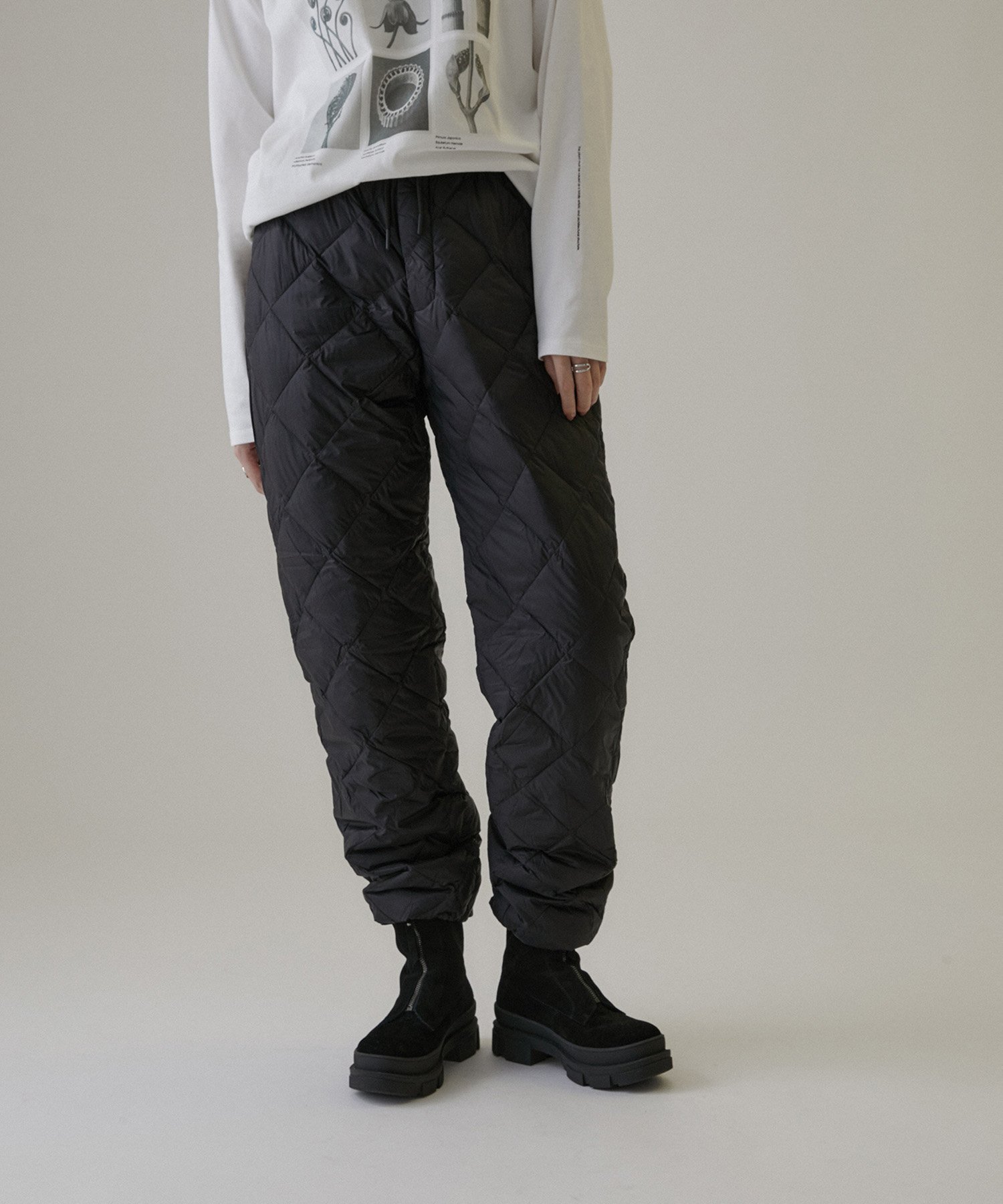 SALON adam et rope' 【TAION(タイオン)】シティダウンパンツ サロン アダム エ ロペ パンツ その他のパンツ ブラック ホワイト【送料無料】