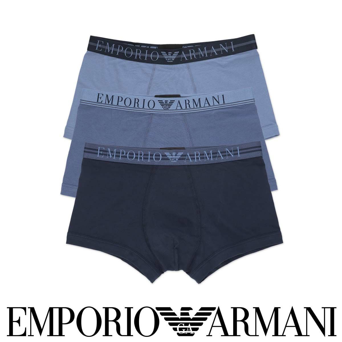 エンポリオアルマーニ ルームウェア メンズ EMPORIO ARMANI MIXED WAISTBAND 3 PACK TRUNK 3Pパック コットン メンズ ボクサーパンツ ナイガイ インナー・ルームウェア ボクサーパンツ・トランクス【送料無料】