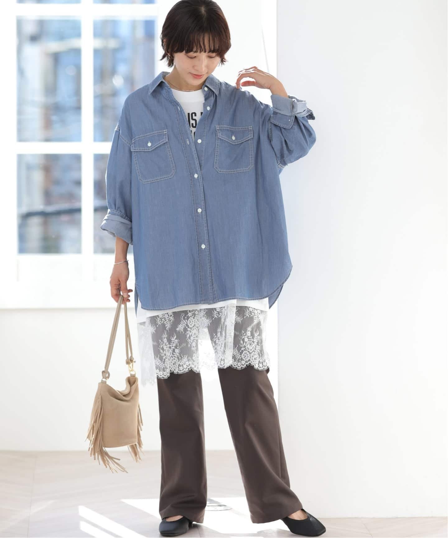 JOURNAL STANDARD relume 《追加2》ライトデニムオーバーサイズシャツ ジャーナル スタンダード レリューム トップス シャツ・ブラウス ブルー