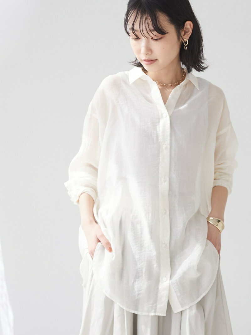 【SALE／60%OFF】CRAFT STANDARD BOUTIQUE シアーロングシャツ クラフトスタンダードブティック トップス シャツ・ブラウス グリーン ブラウン ホワイト ピンクのサムネイル