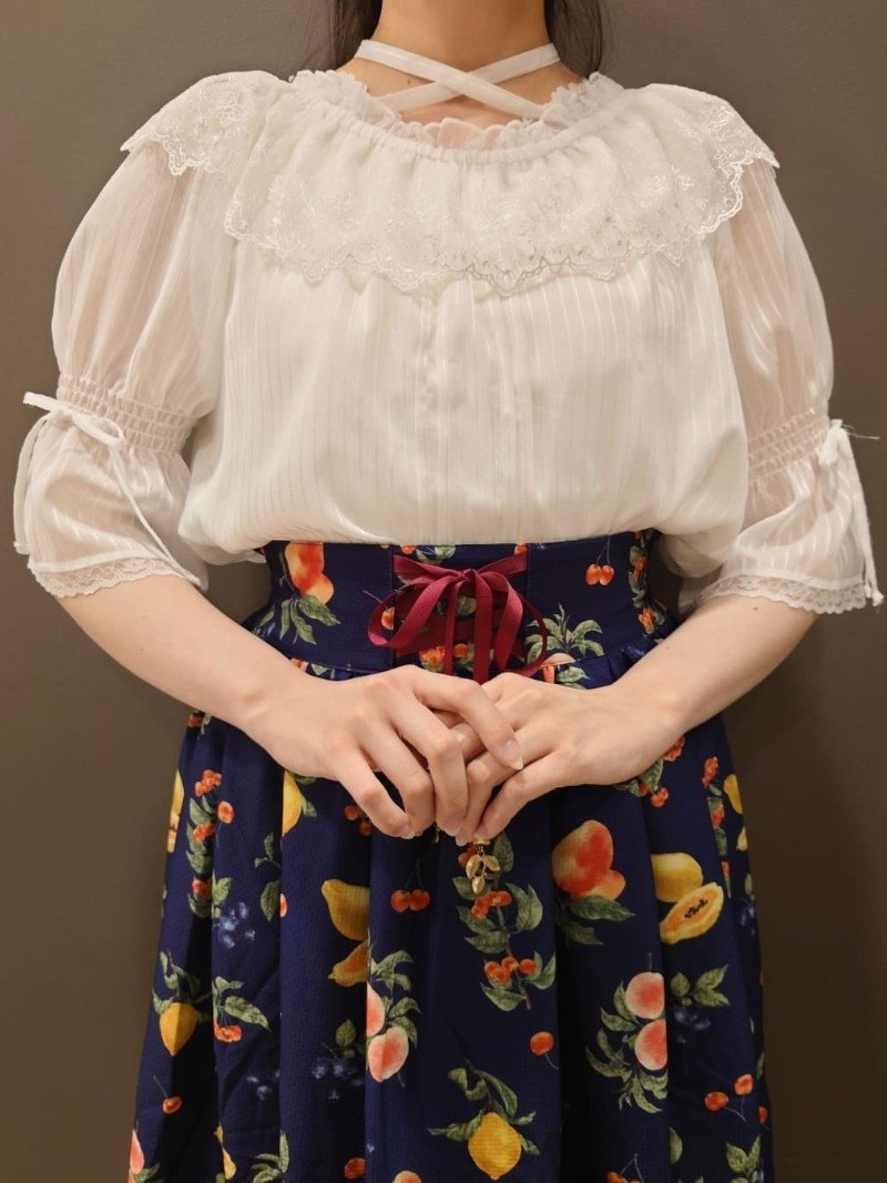 【SALE／33%OFF】axes femme クロスデザインシアートップス アクシーズファム トップス シャツ・ブラウス ブラック ホワイト ピンクのサムネイル