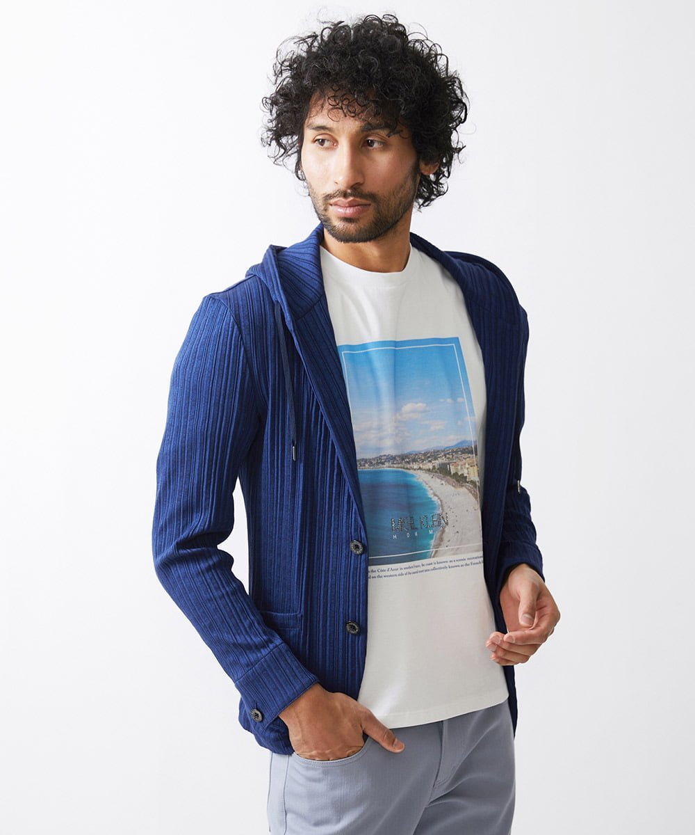 MICHEL KLEIN HOMME プリーツパーカージャケット ミッシェルクランオム スーツ・フォーマル スーツジャケット グレー ネイビー【送料無料】