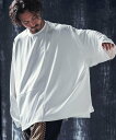 ANGENEHM mlt4873-Ripple fabric switching design oversized cutsew プルオーバー カンビオ トップス カットソー・Tシャツ ホワイト ブラック グレー【送料無料】
