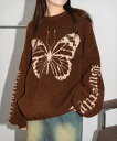 【SALE/33%OFF】WEGO LADY'S モチーフグラフィックフラッフィーニットプルオーバー ウィゴー トップス ニット ホワイト グレー ブラウン