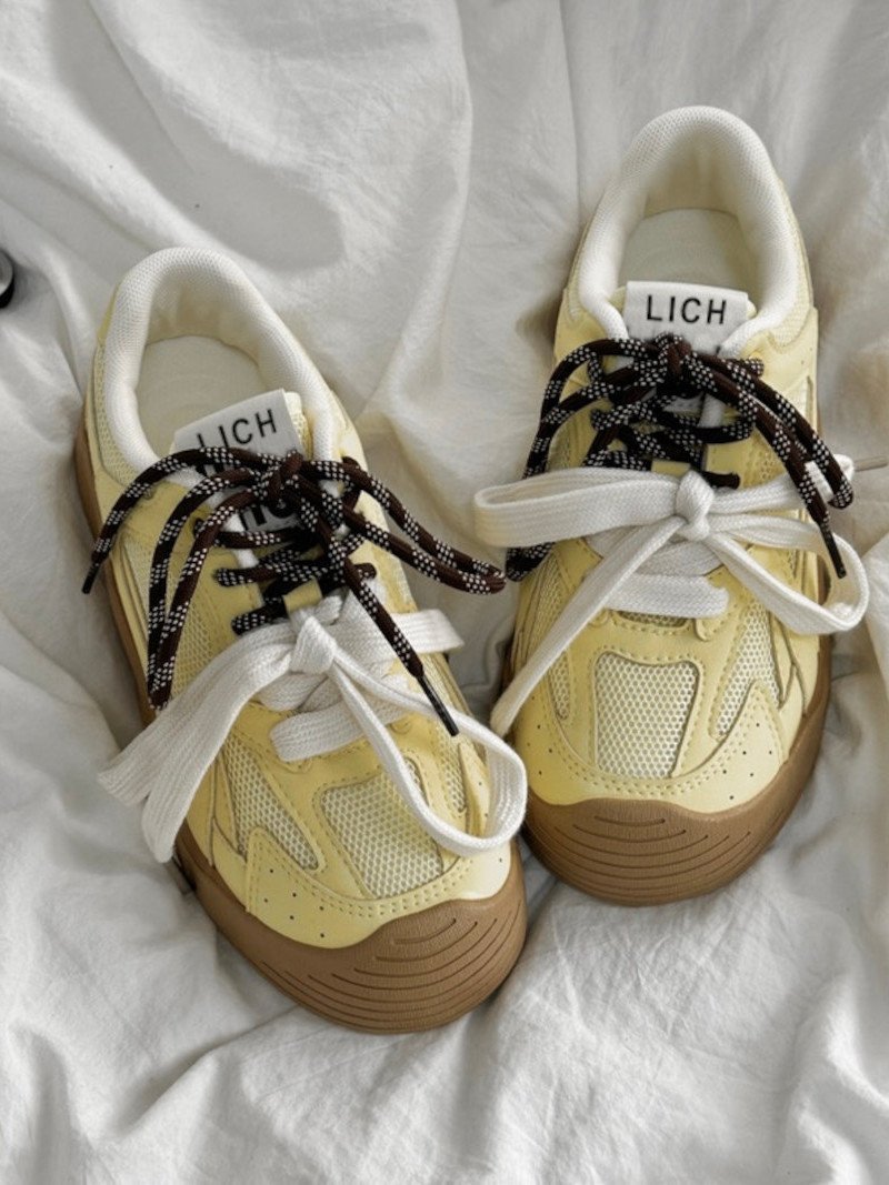 【SALE／30%OFF】LADY LIKE 【春夏新作】靴ひも着せ替え配色スニーカー ディアベル シューズ・靴 スニーカー イエロー ブルー ホワイト