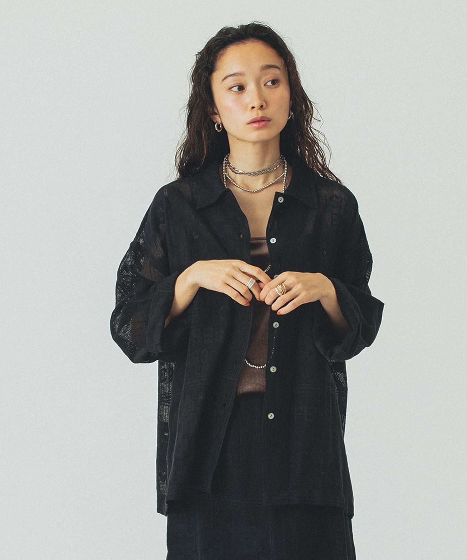 ROSE BUD ORIGINAL LACE SHIRT ローズバッド トップス シャツ・ブラウス ブラック ホワイト
