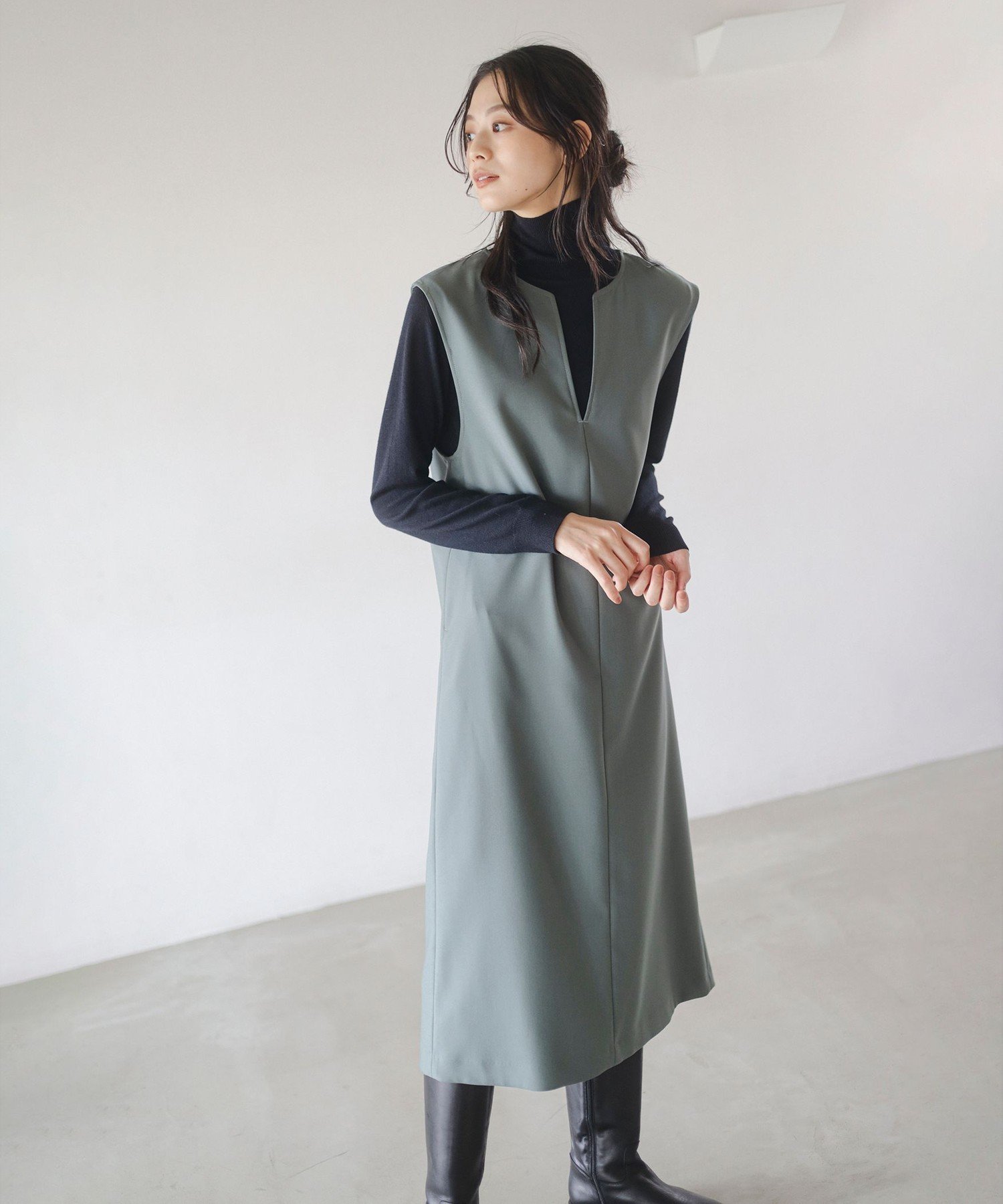 B:MING by BEAMS 【+15%ポイントバック】タートルネック ニット * スキッパー ワンピース セット(S~M) 25AW 秋冬 レイヤード ロン...