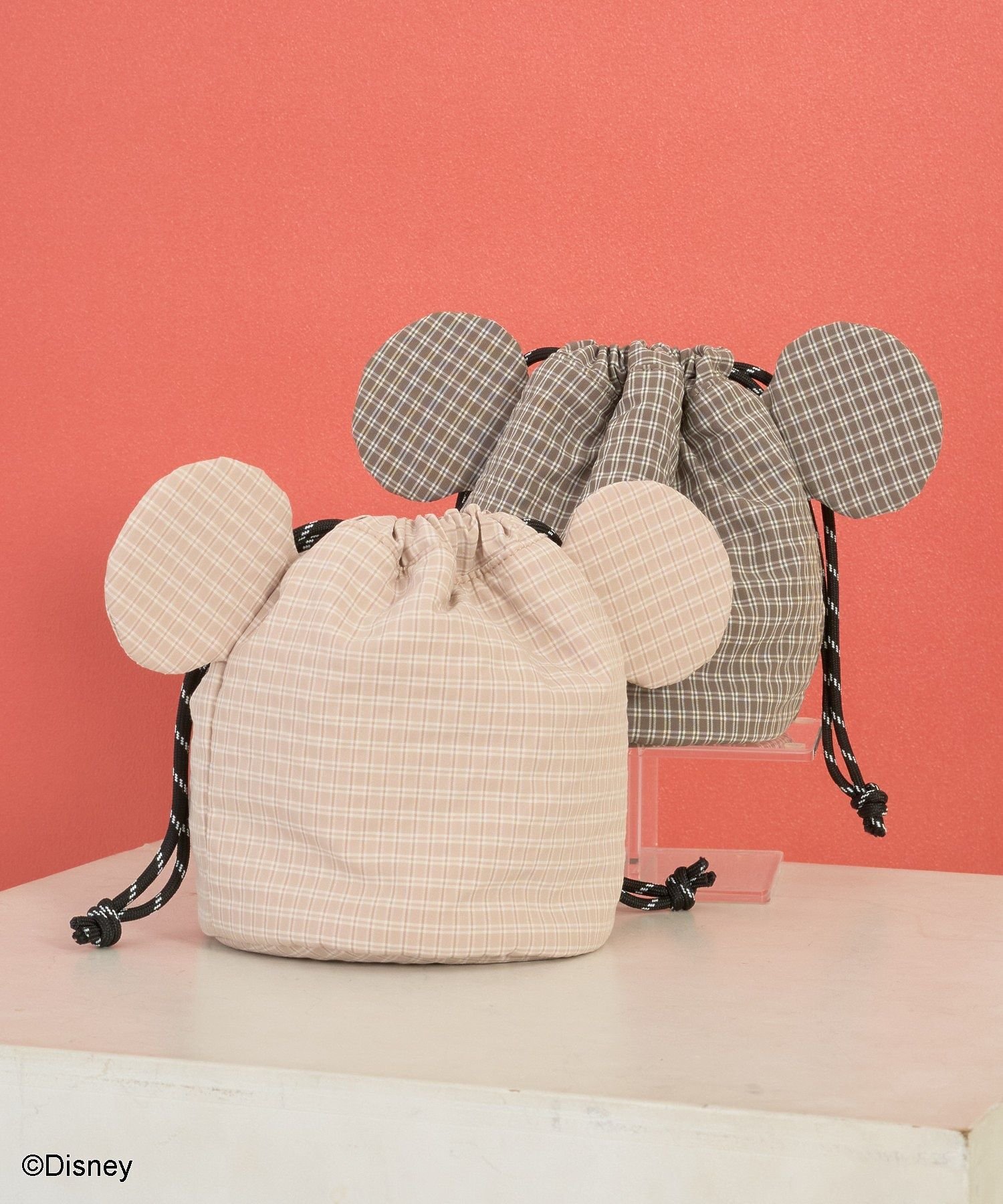 【Mickey&Friends】巾着バッグ アメリカンホリック 財布・ポーチ・ケース ポーチ ブラウン ベージュ