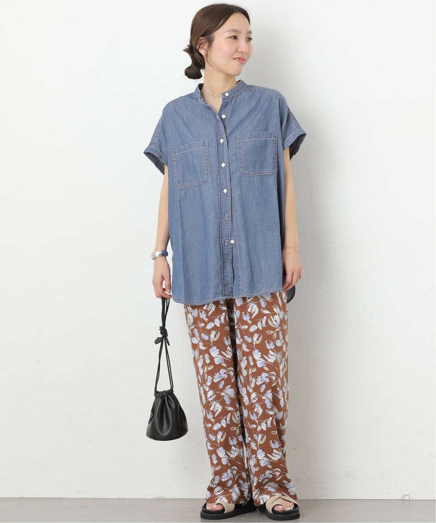 JOURNAL STANDARD relume 《追加》ライトデニムバンドカラーフレンチ ジャーナル スタンダード レリューム トップス シャツ・ブラウス ブルー