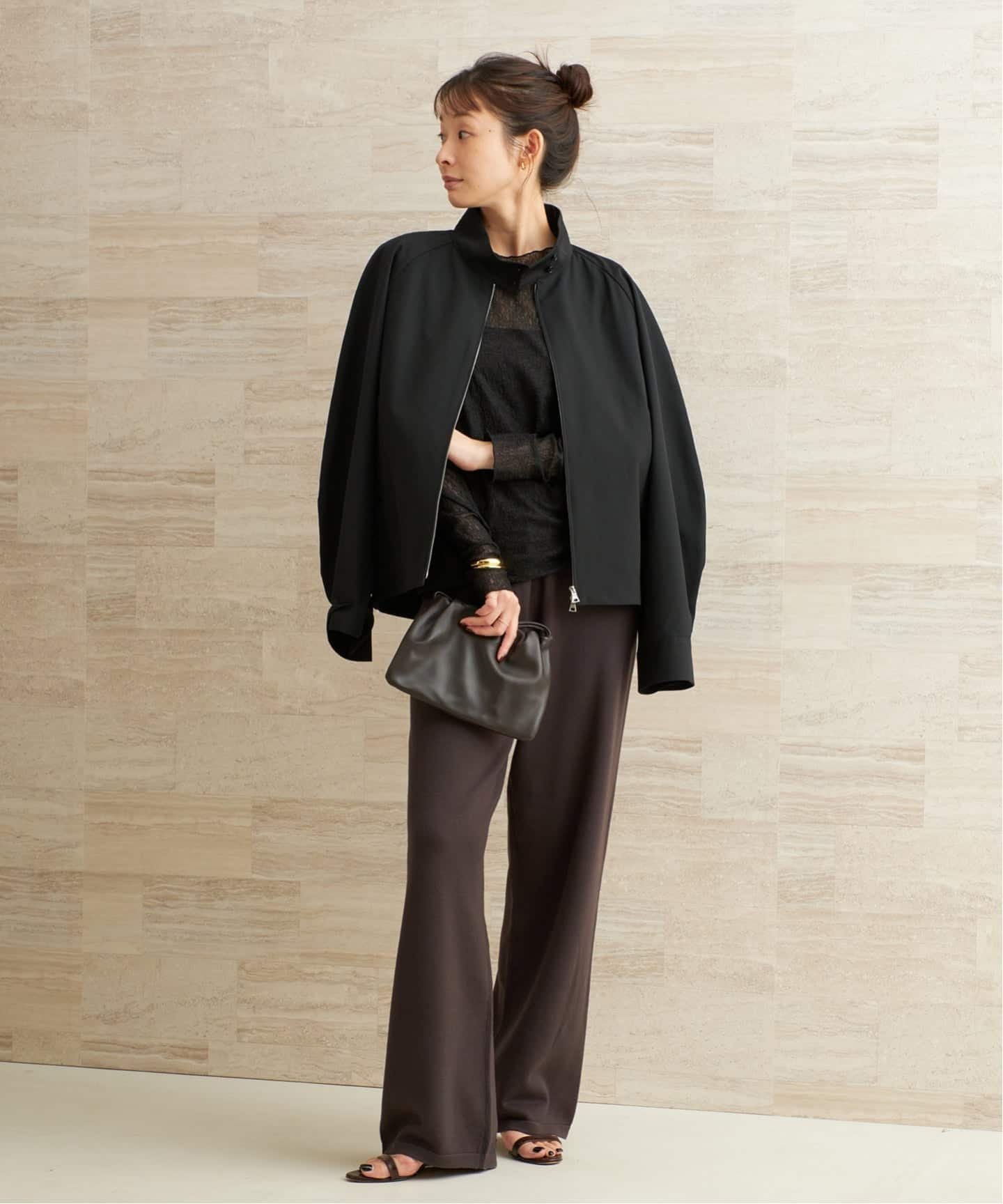 plage 《予約》R'IAM WOOL ブルゾンシャツ プラージュ ジャケット・アウター ブルゾン・ジャンパー ベージュ ブラック