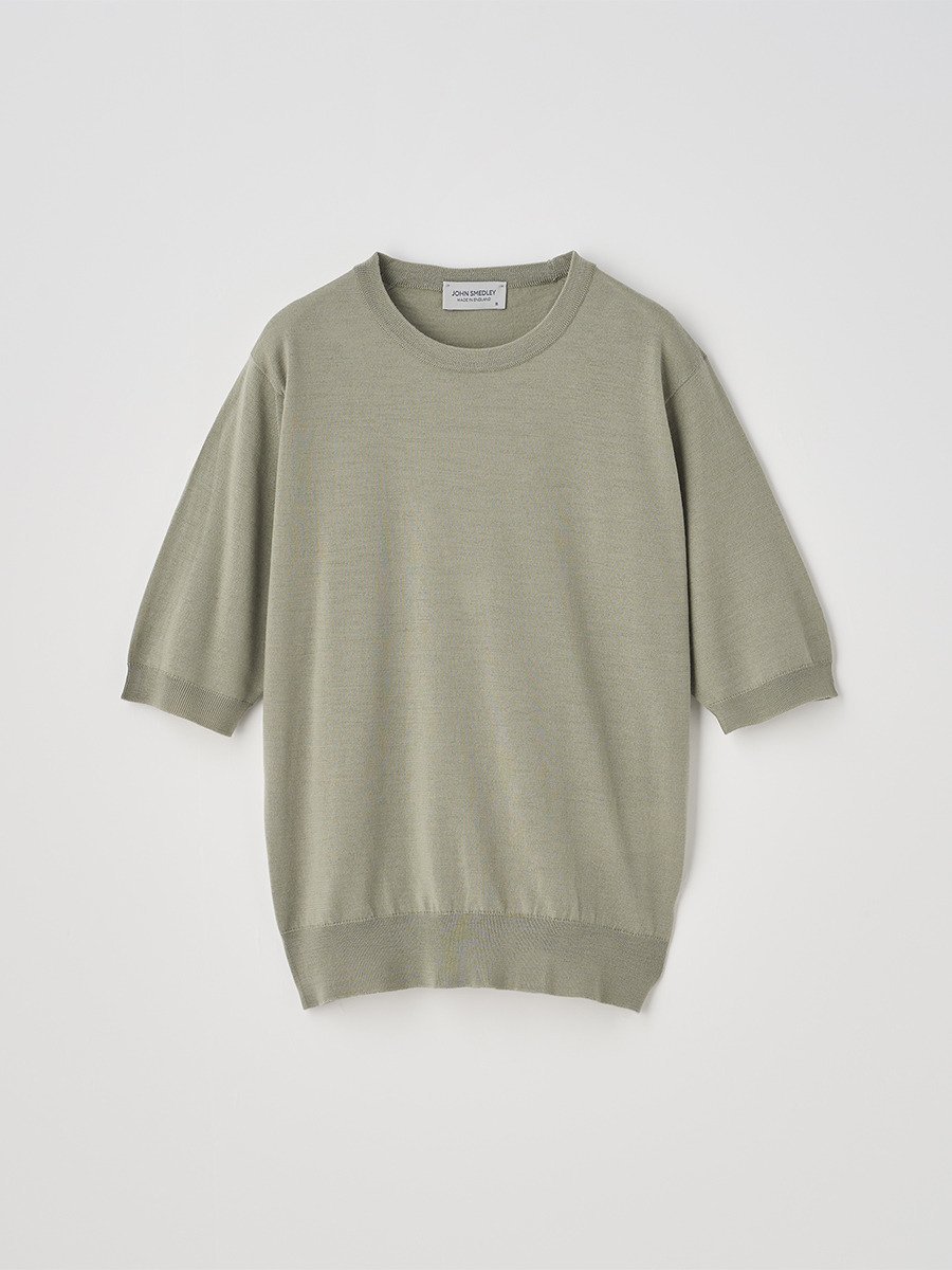 クルーネック半袖ニットプルオーバー ｜ ESTA ｜ 30G MODERN FIT ジョンスメドレー トップス ニット