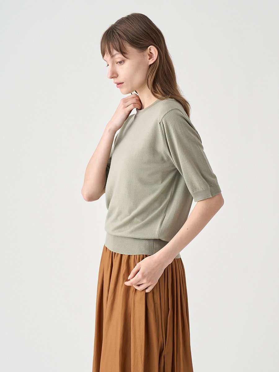 クルーネック半袖ニットプルオーバー ｜ ESTA ｜ 30G MODERN FIT ジョンスメドレー トップス ニット