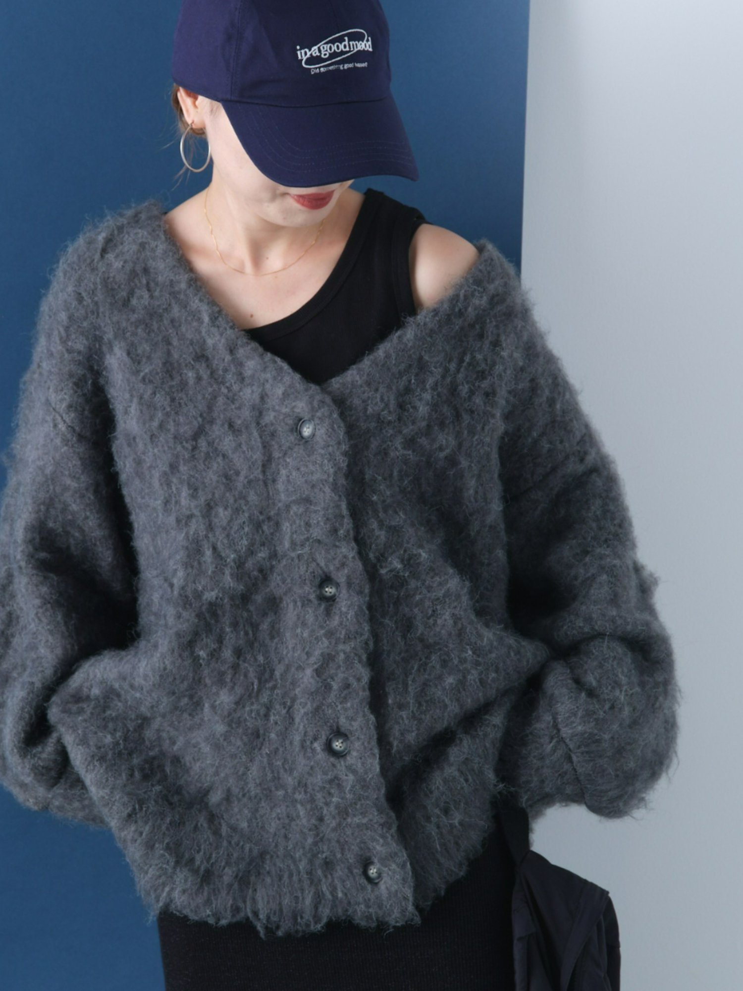 CIAOPANIC TYPY 【WEB限定】ブラッシング起毛カーディガン チャオパニックティピー トップス カーディガン グレー ブルー【送料無料】のサムネイル