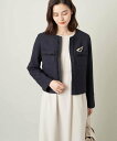 【SALE/19%OFF】a.v.v 【セットアップ対応】ツイードノーカラージャケット アー・ヴェ・ヴェ ジャケット・アウター ノーカラージャケット ホワイト ...