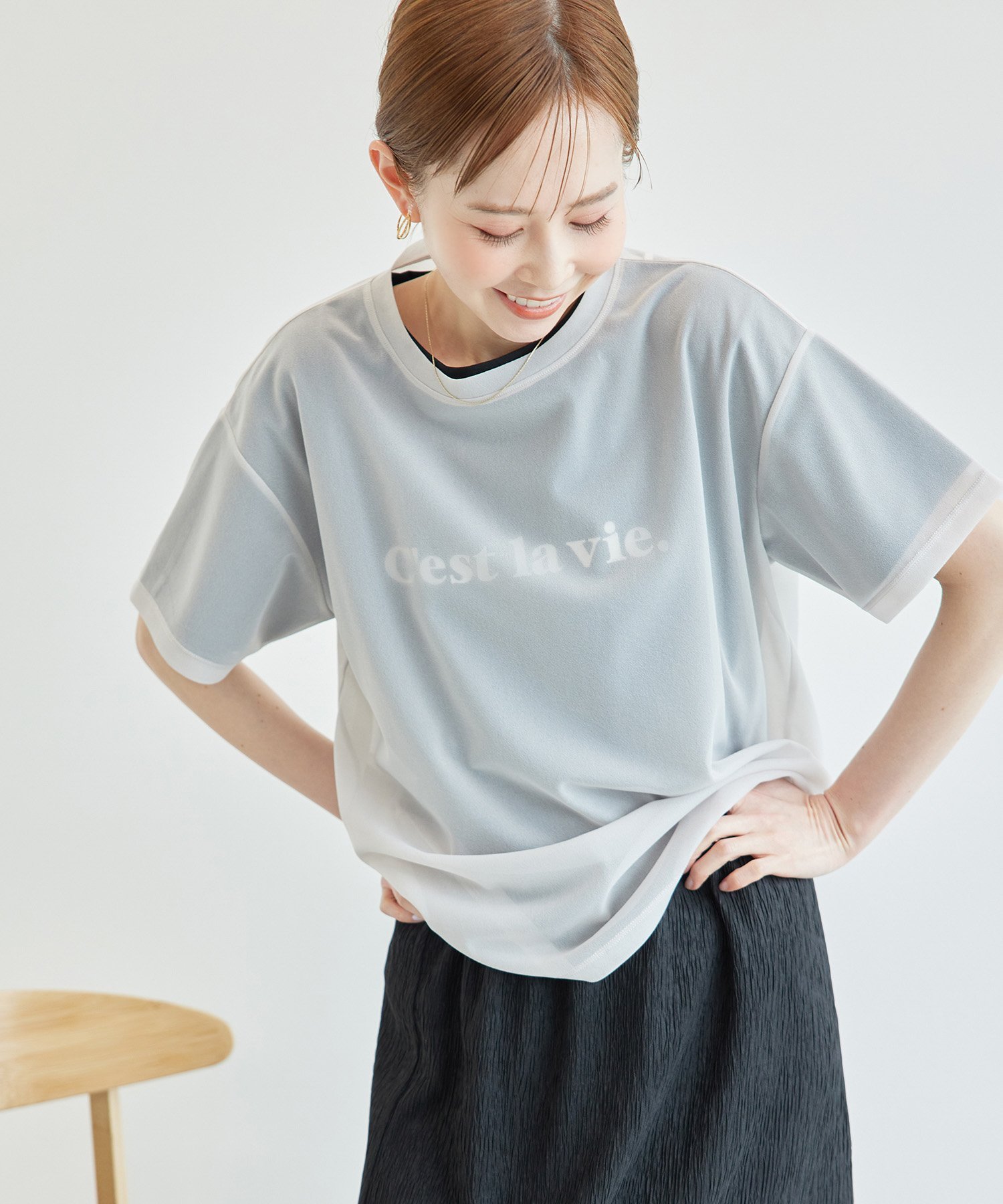 ロペピクニック トップス レディース ROPE' PICNIC シアーブライトTシャツ ロペピクニック トップス カットソー・Tシャツ グレー ホワイト ブルー【送料無料】