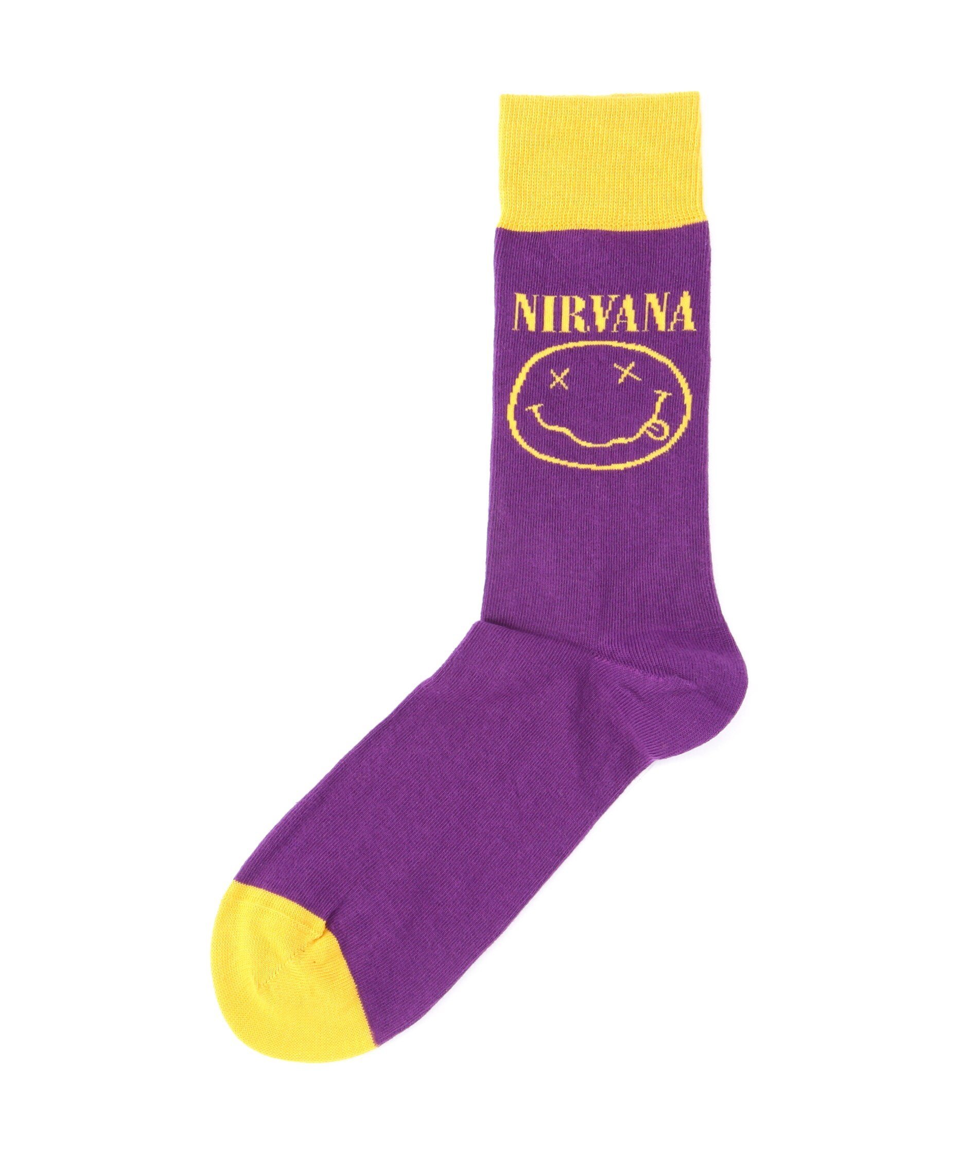 BEAVER NIRVANA/ニルヴァーナ YELLOW HAPPY FACE SOCKS ソックス ビーバー 靴下・レッグウェア 靴下 パープル